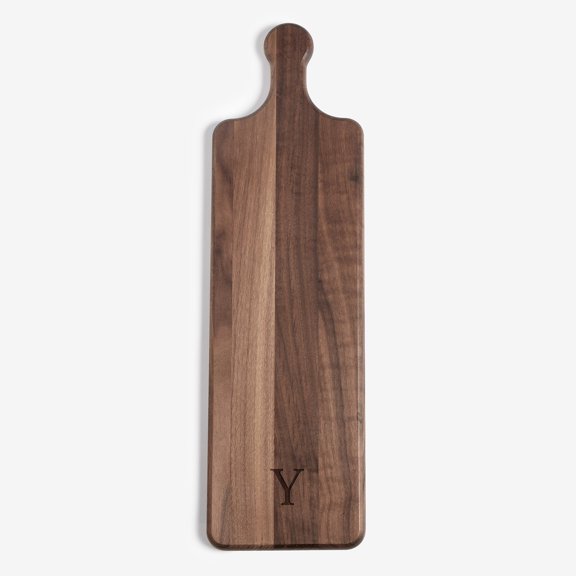 Personalization Mall Heritage Initial Engraved Walnut Paddle Serving Board, Y
