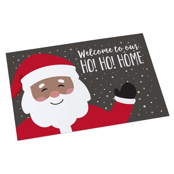 Personalization Mall Ho! Ho! Home Santa Personalized Christmas Doormats, Medium Dark, 18" x 27"