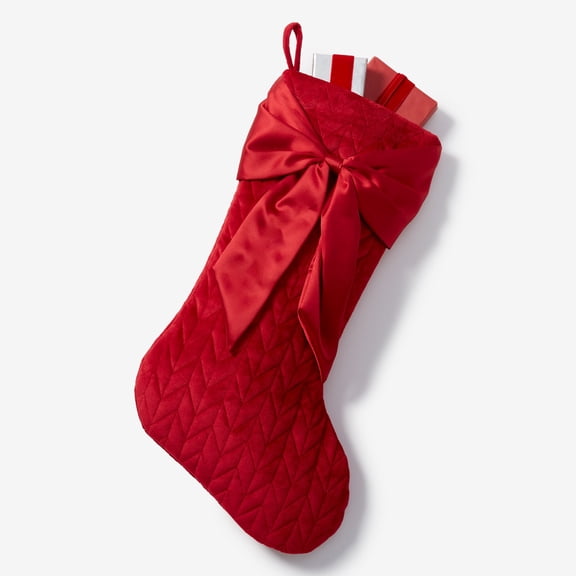 Personalization Mall Holly Jolly Bow Christmas Stocking -Red