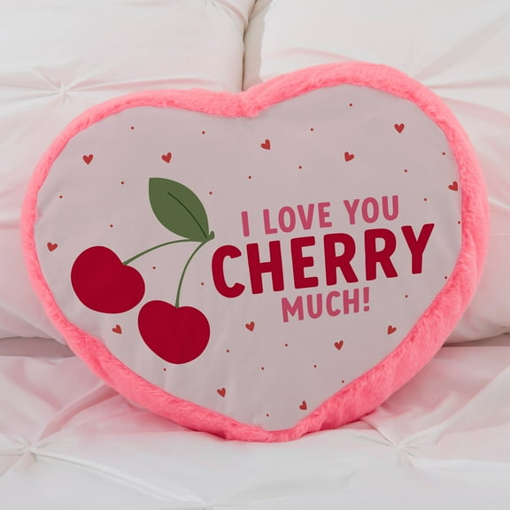 Personalization Mall I Love You Cherry Much Pink Heart Throw Pillow