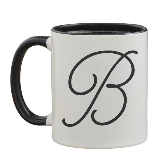 Personalization Mall Initial Accent Personalized Black 11 oz. Coffee Mug
