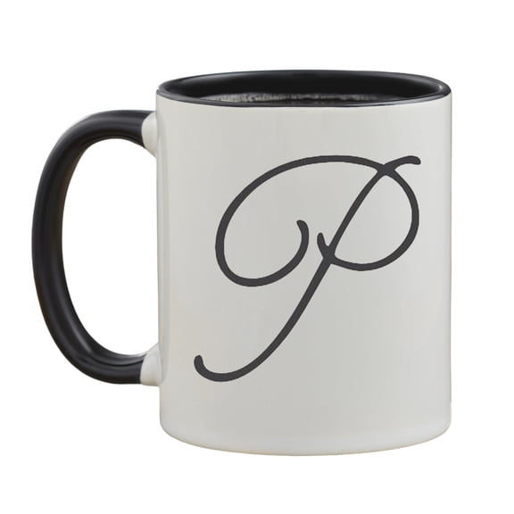 Personalization Mall Initial Accent Personalized Black 11 oz. Coffee Mug