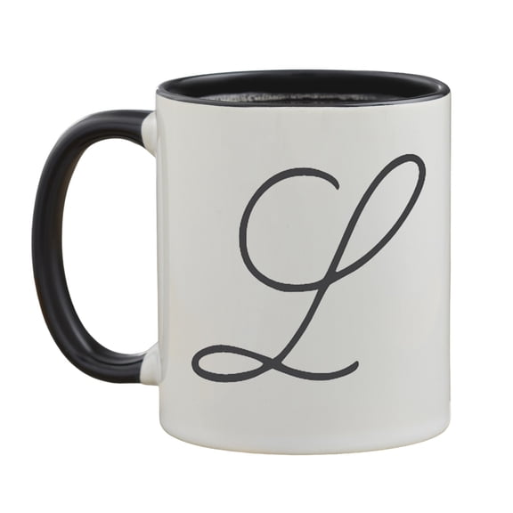 Personalization Mall Initial Accent Personalized Black 11 oz. Coffee Mug
