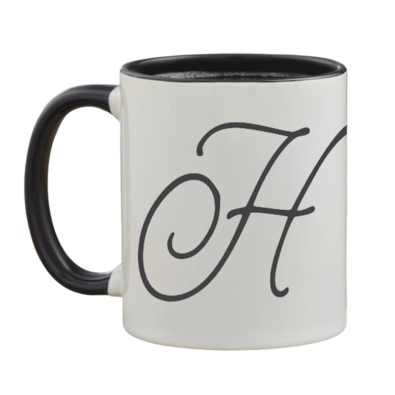 Personalization Mall Initial Accent Personalized Black 11 oz. Coffee Mug