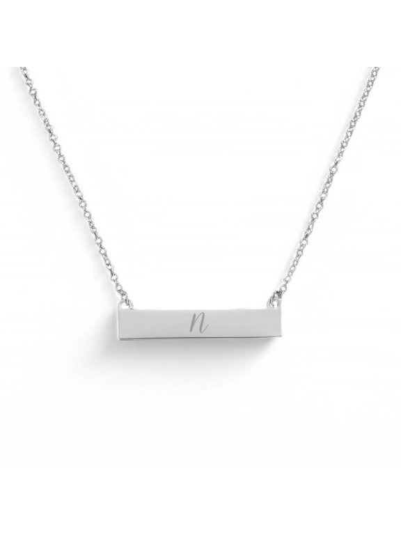 Initials Nameplate Necklace, Silver