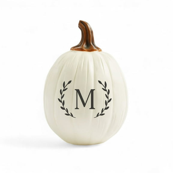 Personalization Mall Laurel Initial Monogram Pumpkins- Large Cream, M