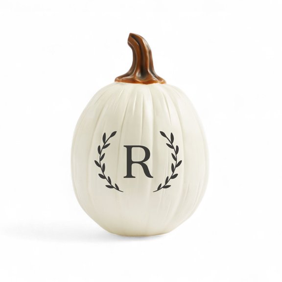 Personalization Mall Laurel Initial Monogram Pumpkins- Large Cream, R