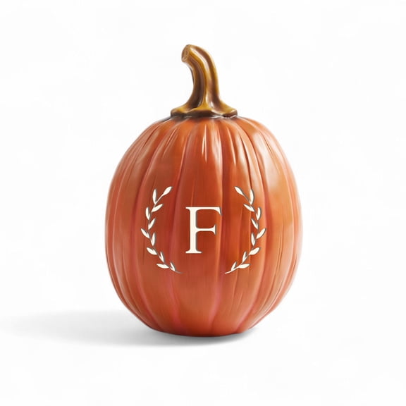 Personalization Mall Laurel Initial Monogram Pumpkins- Large Orange, F