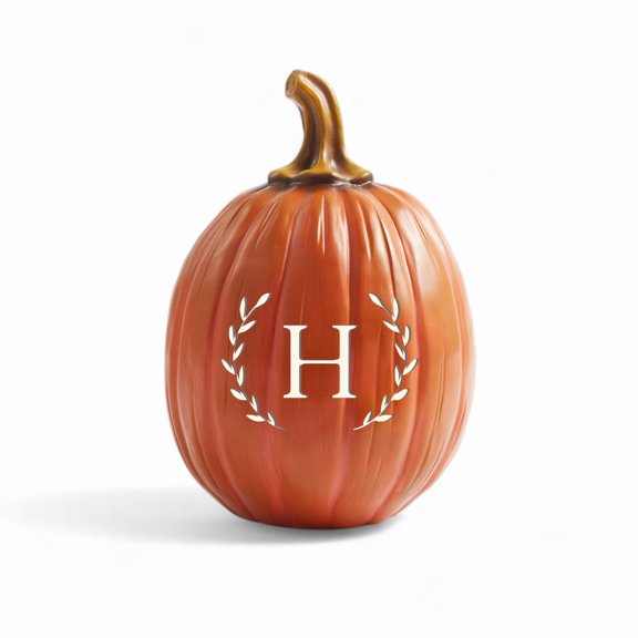 Personalization Mall Laurel Initial Monogram Pumpkins- Large Orange, H
