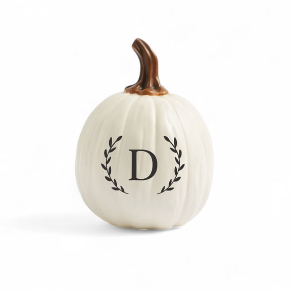 Personalization Mall Laurel Initial Monogram Pumpkins - Small Cream, D