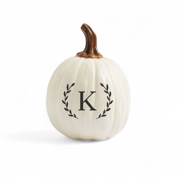 Personalization Mall Laurel Initial Monogram Pumpkins - Small Cream, K