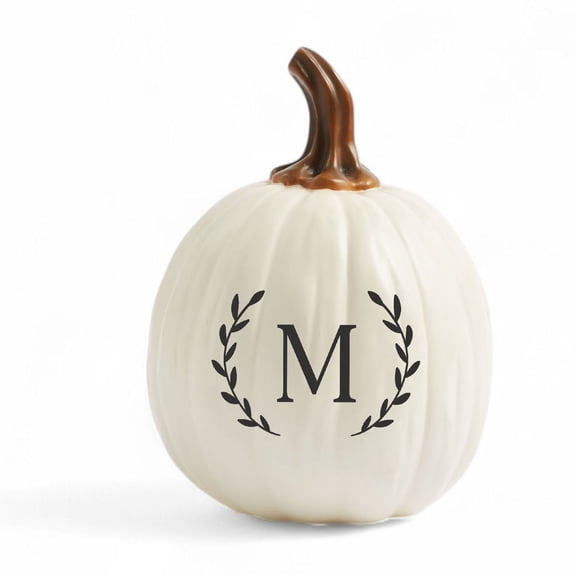 Personalization Mall Laurel Initial Monogram Pumpkins - Small Cream, M