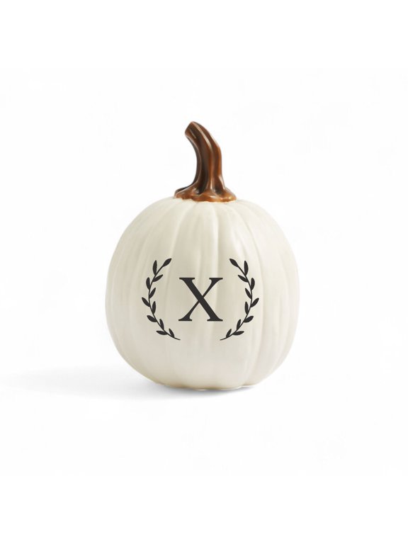 Laurel Initial Monogram Pumpkins - Small Cream, X