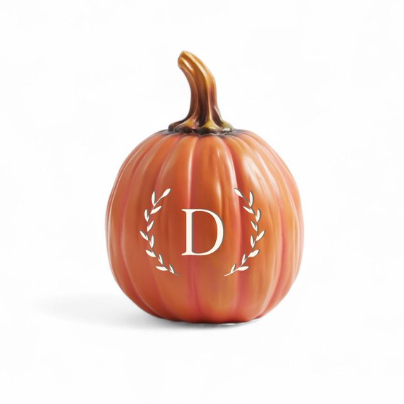 Personalization Mall Laurel Initial Monogram Pumpkins - Small Orange, D