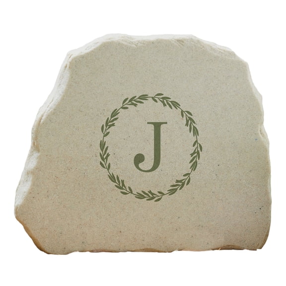 Personalization Mall Laurel Monogram Standing Garden Stone, J