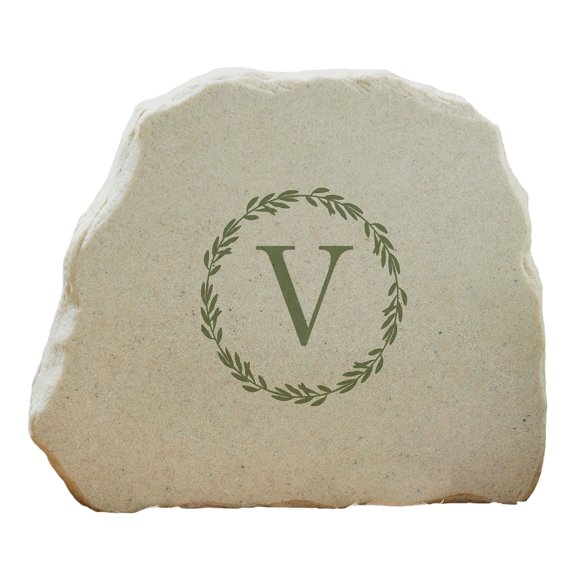 Personalization Mall Laurel Monogram Standing Garden Stone, V