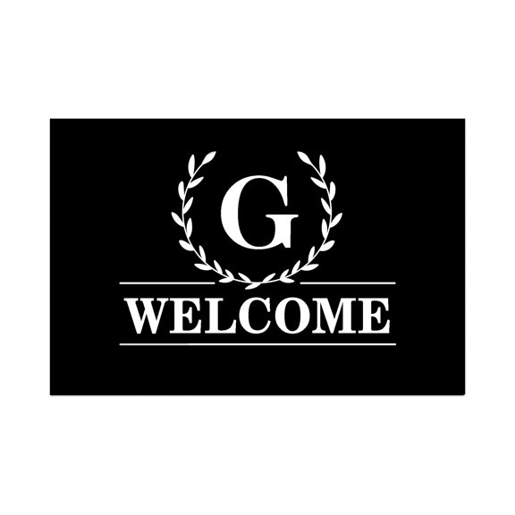 Personalization Mall Laurel Wreath Personalized Letter Doormat, 18" x 27"