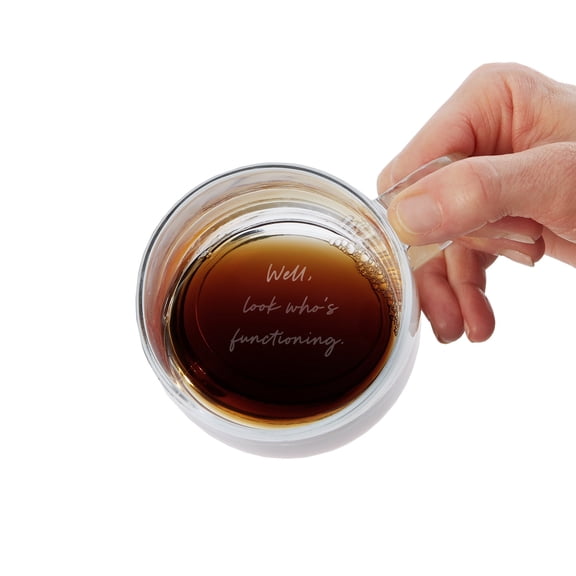 Personalization Mall Look Who's Functioning Secret Engraved Glass Wide Mug