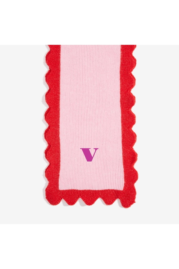 Melody Scallop Embroidered Scarf, Pink, V