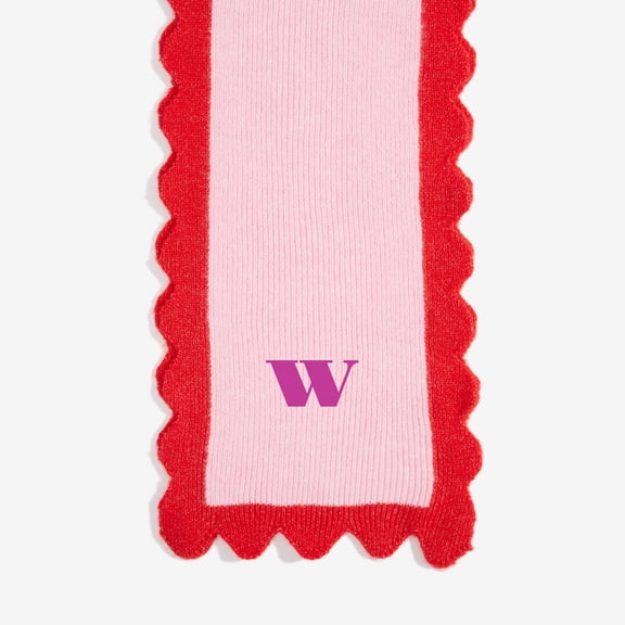 Personalization Mall Melody Scallop Embroidered Scarf, Pink, W