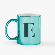 Personalization Mall Metallic Initial 11 Oz. Mug, Green, E