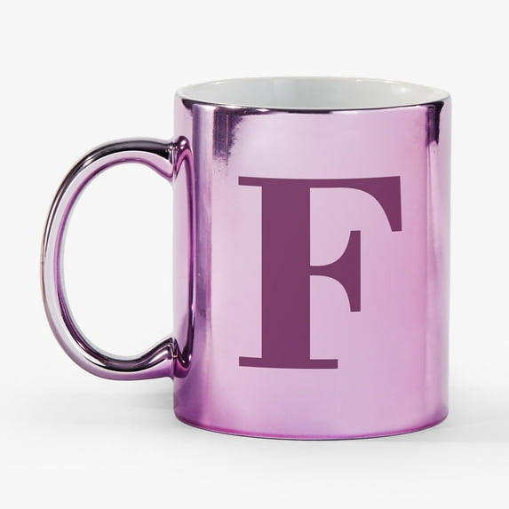 Personalization Mall Metallic Initial 11 Oz. Mug, Purple, F
