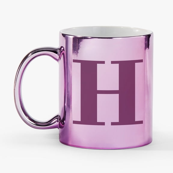 Personalization Mall Metallic Initial 11 Oz. Mug, Purple, H