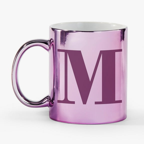 Personalization Mall Metallic Initial 11 Oz. Mug, Purple, M