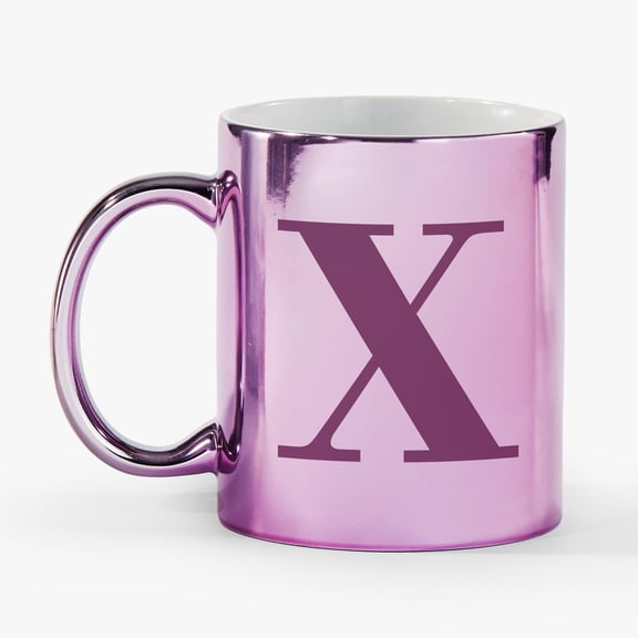 Personalization Mall Metallic Initial 11 Oz. Mug, Purple, X