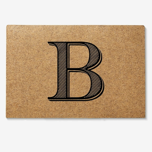 Personalization Mall Noir Initial Synthetic Coir Doormat, 18x27, B