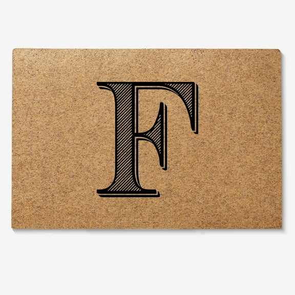 Personalization Mall Noir Initial Synthetic Coir Doormat, 18x27, F