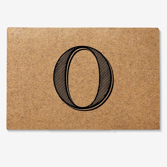 Personalization Mall Noir Initial Synthetic Coir Doormat, 18x27, O