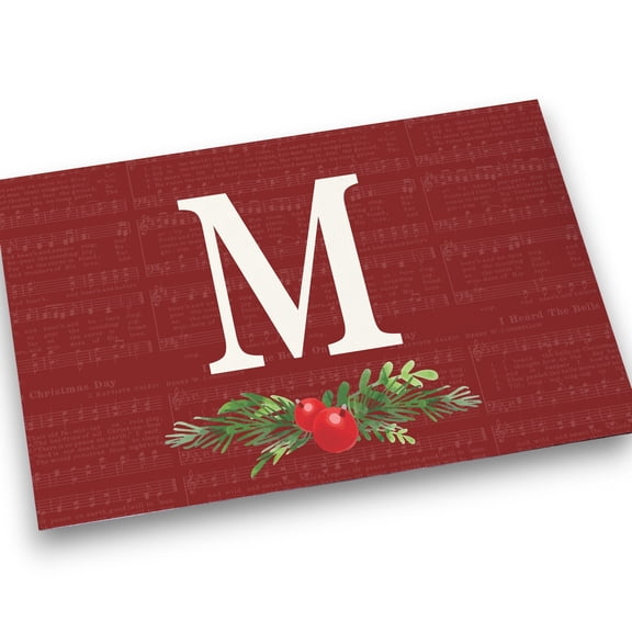 Personalization Mall Nostalgic Noel Burgundy Doormat, 18x27, M