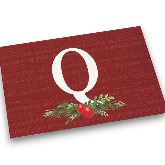 Personalization Mall Nostalgic Noel Burgundy Doormat, 18x27, Q