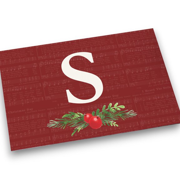 Personalization Mall Nostalgic Noel Burgundy Doormat, 18x27, S