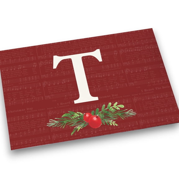 Personalization Mall Nostalgic Noel Burgundy Doormat, 18x27, T