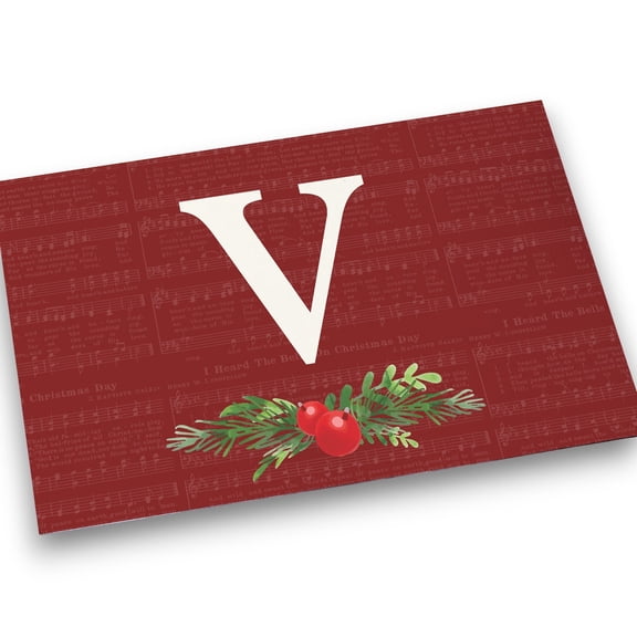 Personalization Mall Nostalgic Noel Burgundy Doormat, 18x27, V