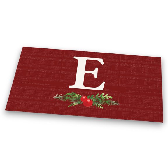Personalization Mall Nostalgic Noel Burgundy Doormat, 20x35, E