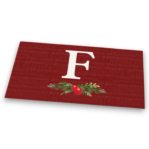 Personalization Mall Nostalgic Noel Burgundy Doormat, 20x35, F