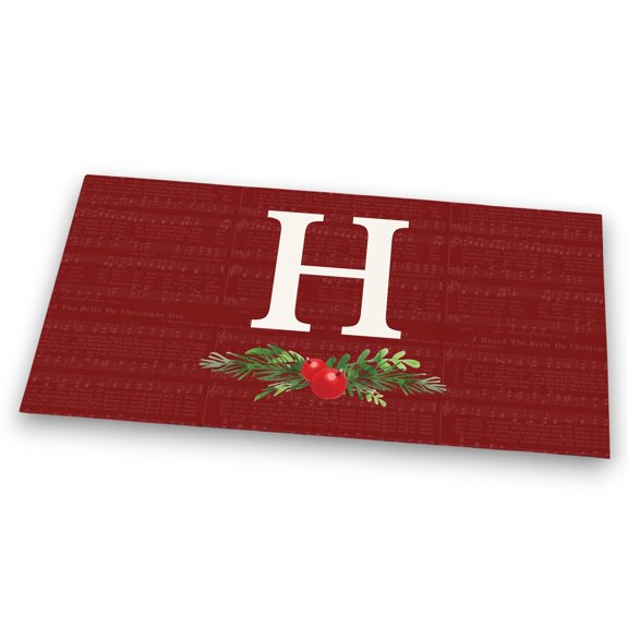 Personalization Mall Nostalgic Noel Burgundy Doormat, 20x35, H