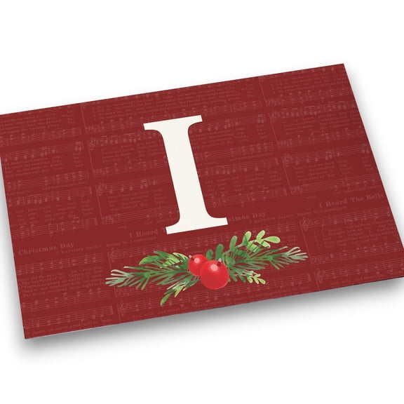 Personalization Mall Nostalgic Noel Burgundy Doormat, 20x35, I
