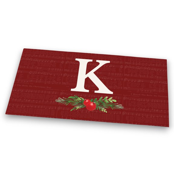 Personalization Mall Nostalgic Noel Burgundy Doormat, 20x35, K