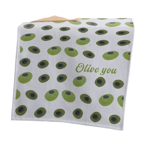 Personalization Mall Olive You Waffle Weave Kitchen Towel