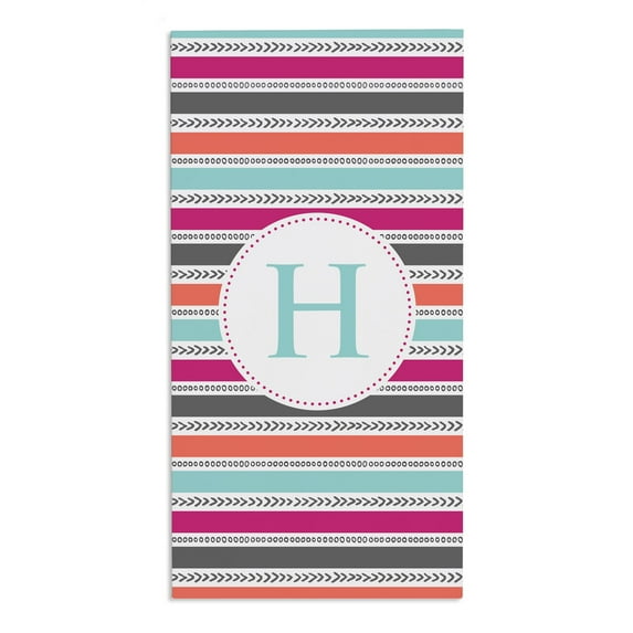 Personalization Mall Pattern Initial 30x60 Beach Towel, Hot Pink