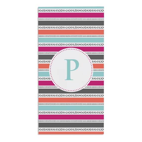 Personalization Mall Pattern Initial 30x60 Beach Towel, Hot Pink