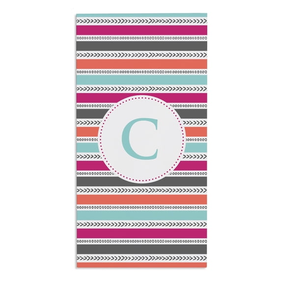 Personalization Mall Pattern Initial 30x60 Beach Towel, Hot Pink
