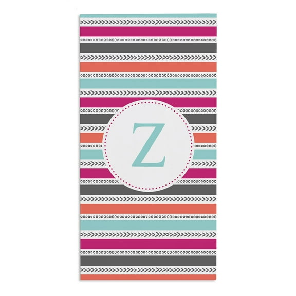 Personalization Mall Pattern Initial 30x60 Beach Towel, Hot Pink