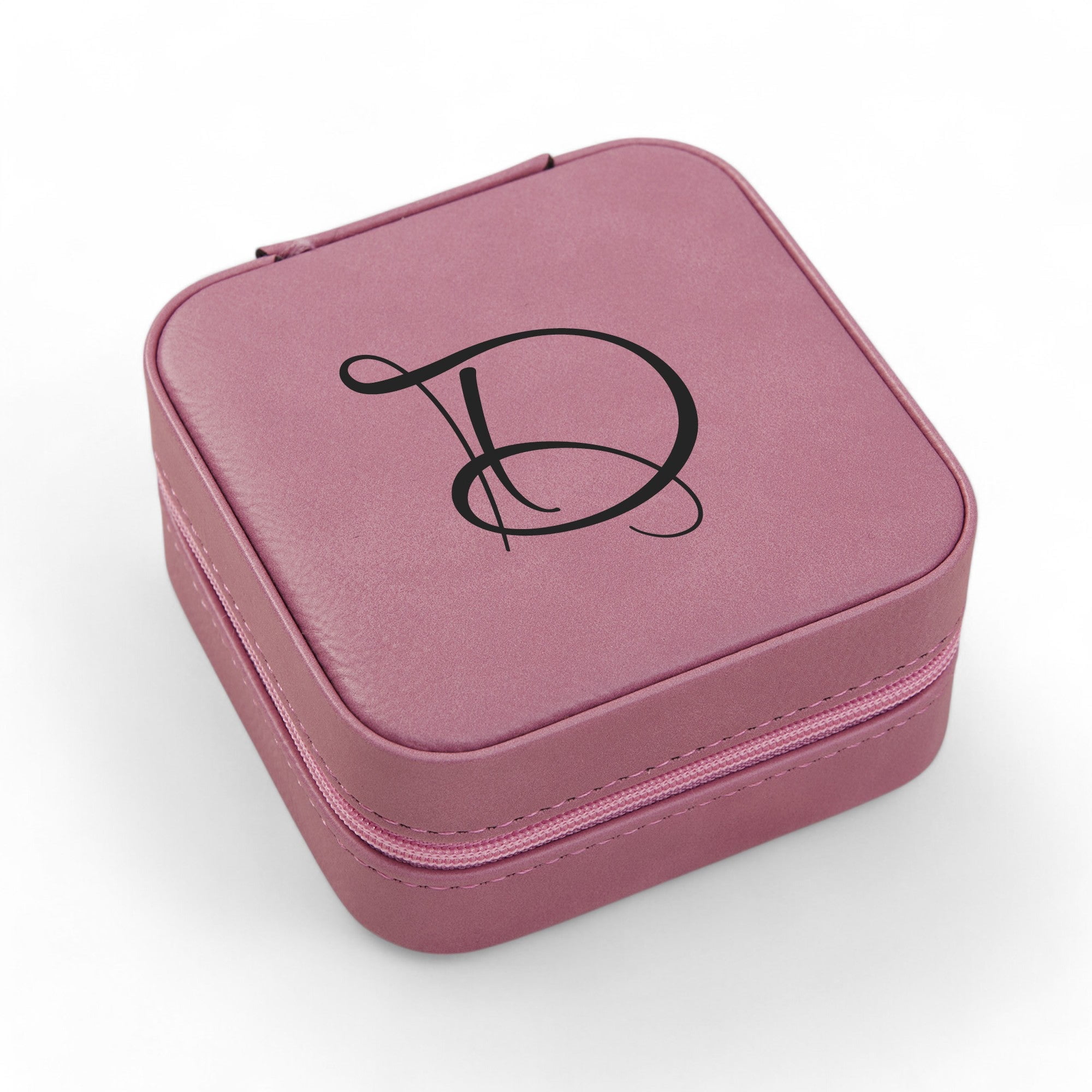 Leatherette Case Personalization Mall Personalized Initial Pink Leatherette Jewelry Case ...