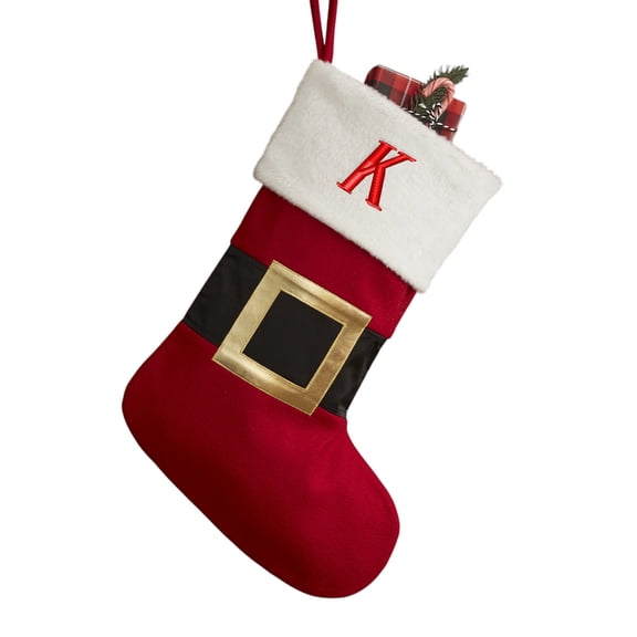 Personalization Mall Santa Belt Embroidered Initial Christmas Stockings