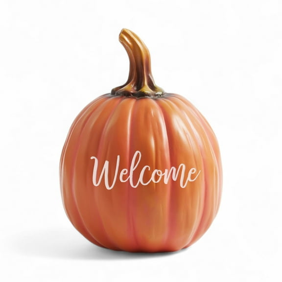 Personalization Mall Seasonally Script Welcome Pumpkin - Small Orange
